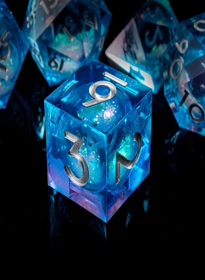 FugaCity DND Dice Set,Liquid Core Handmade Sharp Edge 7 Piece Resin Dice-Dungeons and Dragons Polyhedral Dice Set, D&D Dice Set with Gift Dice Case for RPG MTG Table Games （ - Image 3